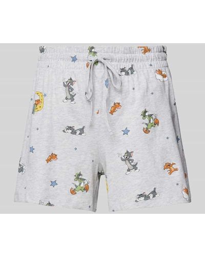 Jake*s Loose Fit Pyjama-Shorts mit Tom&Jerry®-Print - Grau