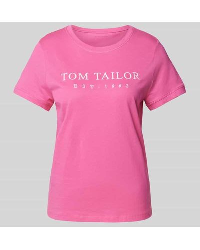 Tom Tailor T-Shirt mit Label-Stitching - Pink
