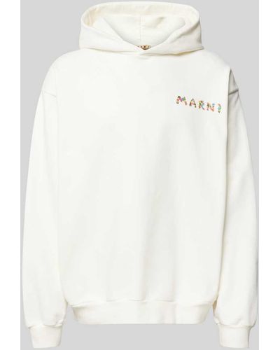Marni Oversized Hoodie mit Label-Print - Weiß