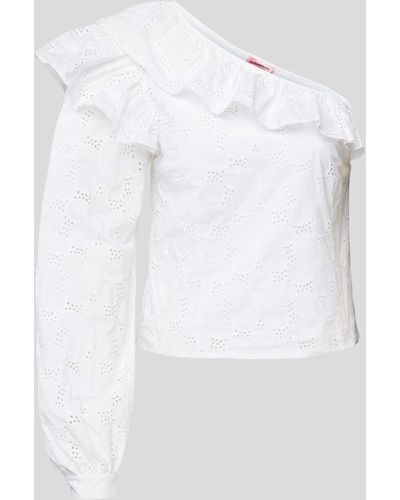 Custommade• One-Shoulder-Bluse mit Volants - Weiß