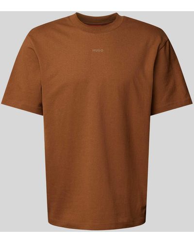 HUGO T-Shirt mit Label-Print Modell 'Dapolino' - Braun