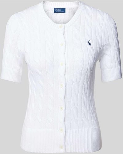 Polo Ralph Lauren Strickjacke mit 1/2-Arm und Label-Stitching - Weiß