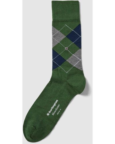 Burlington Socken mit Karomuster Modell 'MANCHESTER' - Grün