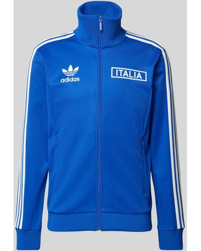 adidas Originals Sweatjacke mit Label-Print Modell 'FIGC' - Blau