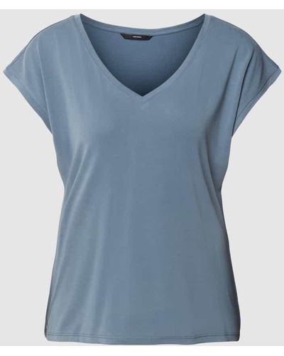 Vero Moda T-Shirt mit V-Ausschnitt Modell 'FILLI' - Blau