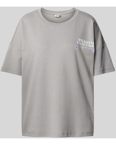 Noisy May T-Shirt mit Statement-Print Modell 'MOCCA IDA' - Grau