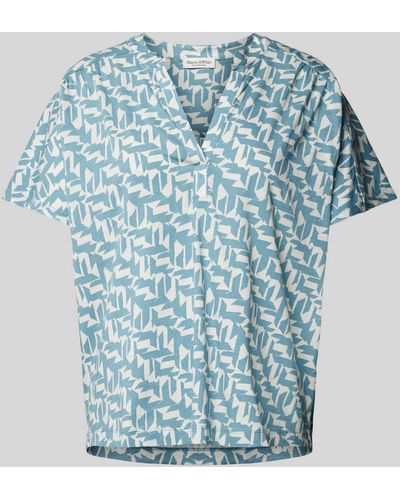 Marc O' Polo T-Shirt mit Tunikakragen - Blau