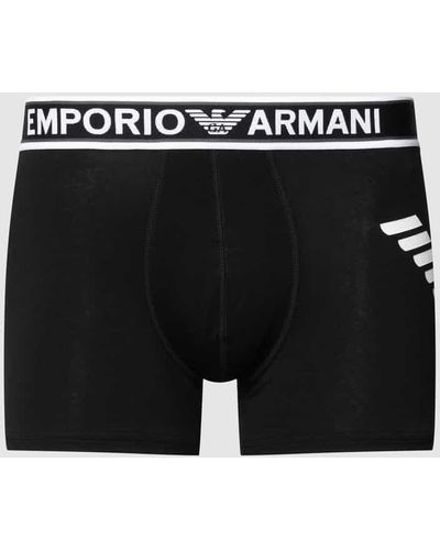 Emporio Armani Trunks mit Label-Print - Schwarz