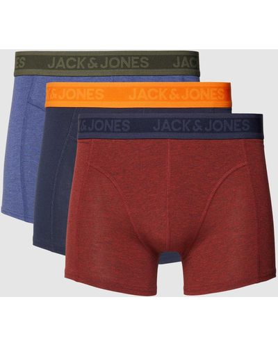 Jack & Jones Trunks mit elastischem Bund Modell 'CHRISTOPHER' im 3er-Pack - Rot