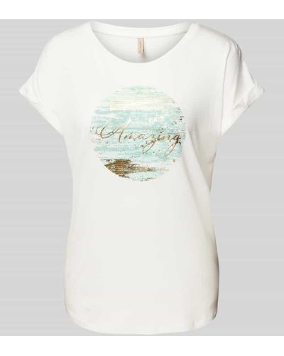 Soya Concept T-Shirt mit Motiv- und Statement-Print Modell 'Marica' - Blau