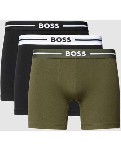 BOSS Trunks mit Label-Bund im 3er-Pack - Grün