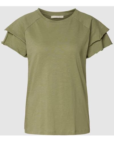 Edc By Esprit T-Shirt mit Muschelsaum - Grün