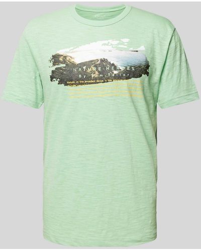 Tom Tailor T-shirt Met Motief- En Labelprint - Groen