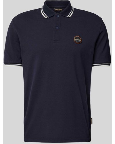 Napapijri Regular Fit Poloshirt Met Labelbadge - Blauw