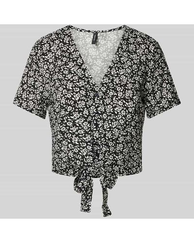 Vero Moda Blusenshirt aus Viskose mit Knotendetail Modell 'EASY JOY' - Grau