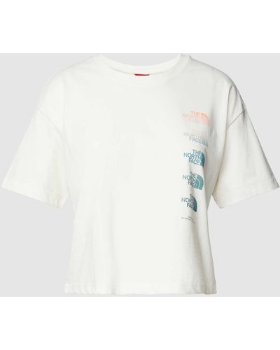 The North Face Cropped T-Shirt mit Label-Print - Natur
