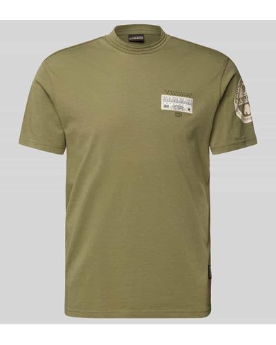 Napapijri T-Shirt mit Label-Patch Modell 'AMUNDSEN' - Grün