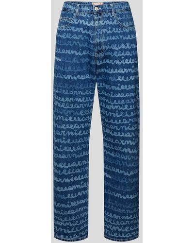 Marni Relaxed Fit Jeans mit Allover-Logo-Print - Blau