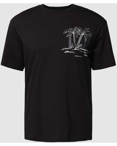 Tom Tailor Denim Relaxed Fit T-Shirt mit Motiv-Print - Schwarz