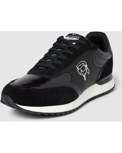 Karl Lagerfeld Leren Sneakers Met Logo-applicatie - Zwart