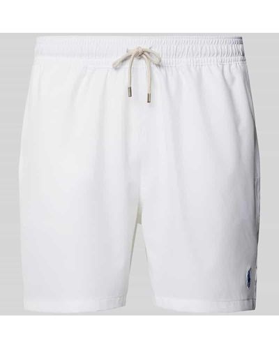 Polo Ralph Lauren Badehose in unifarbenem Design mit elastischem Bund - Weiß