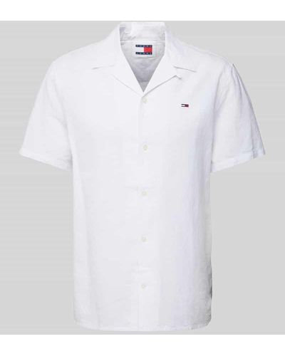 Tommy Hilfiger Regular Fit Freizeithemd mit Label-Stitching - Weiß