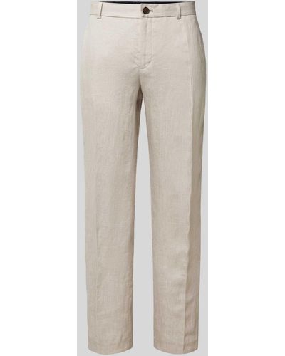 SELECTED Regular Fit Anzughose aus Leinen mit Bügelfalten Modell 'WILL' - Grau