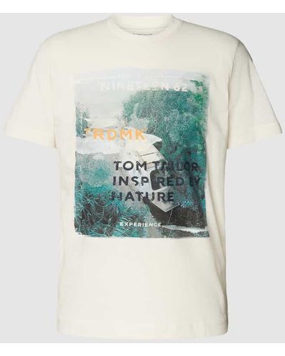 Tom Tailor T-Shirt mit Statement-Print Modell 'photoprint' - Blau