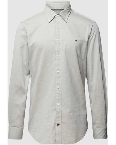 Tommy Hilfiger Slim Fit Business-Hemd mit Button-Down-Kragen - Grau