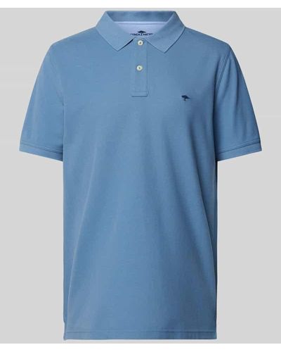 Fynch-Hatton Regular Fit Poloshirt mit Label-Stitching - Blau