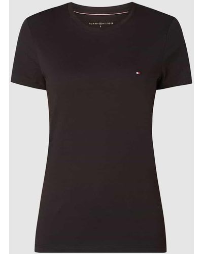 Tommy Hilfiger T-Shirt aus Organic Cotton mit Logo-Stickerei - Schwarz