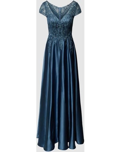 Luxuar Abendkleid mit Ziersteinbesatz - Blau