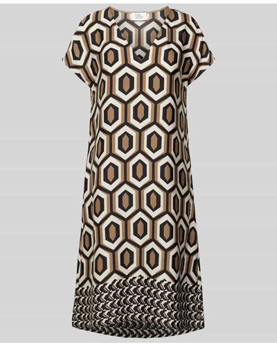 ROBE LÉGÈRE Knielanges Kleid mit grafischem Muster - Weiß