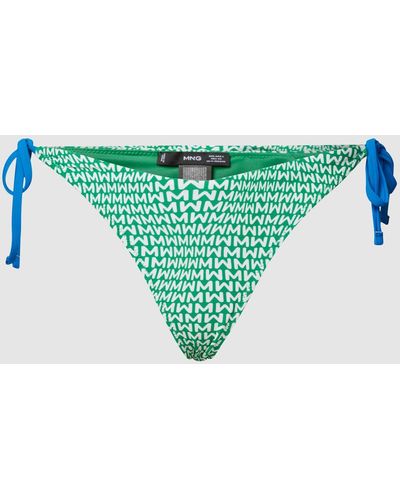 Mango Bikini-Hose mit Allover-Logo-Muster - Grün