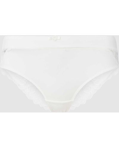 Ralph Lauren Blue Label PLUS SIZE Panty aus Mikrofaser und Spitze Modell 'Valencia' - Weiß