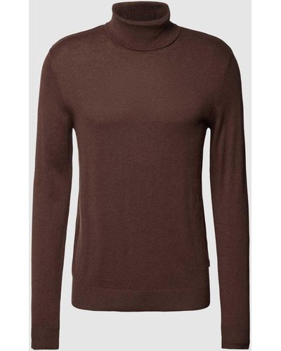 Jack & Jones Rollkragenpullover mit Label-Detail Modell 'EMIL' - Braun