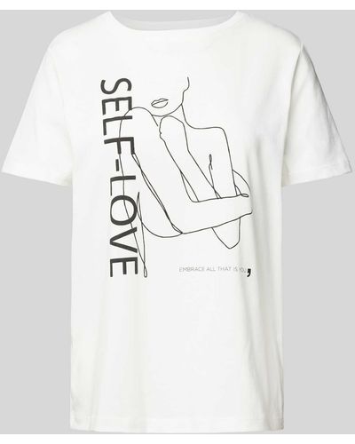 Comma, T-Shirt mit Statement-Print - Mehrfarbig
