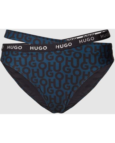 HUGO Bikinibroekje Met All-over Logo - Blauw