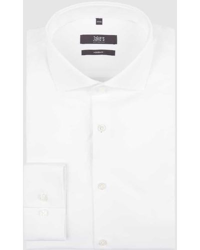 Jake*s Regular Fit Business-Hemd aus Twill mit extra langem Arm - Weiß