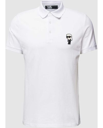 Karl Lagerfeld Regular Fit Poloshirt Met Labelbadge - Wit