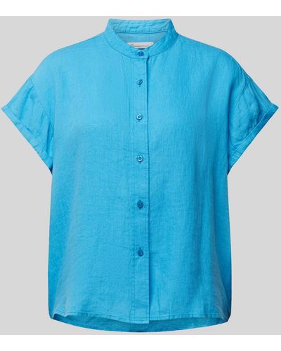 Knowledge Cotton Overhemdblouse Van Zuiver Linnen - Blauw