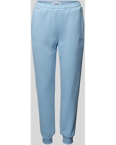 Sixth June Regular Fit Sweatpants Met Labelstitching - Blauw