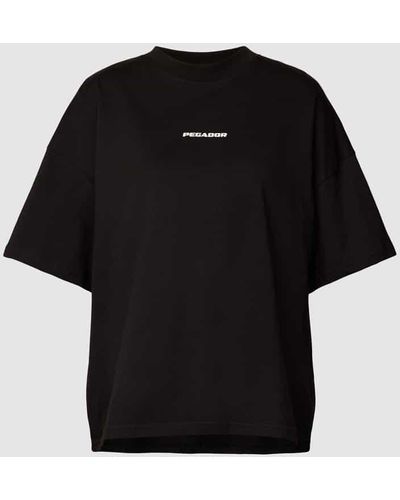 PEGADOR Oversized T-Shirt mit Label-Print Modell 'ARENDAL' - Schwarz