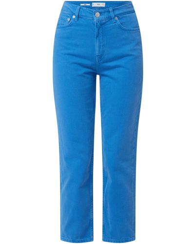 Mango Cropped Mom Fit Jeans aus Baumwolle - Blau