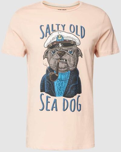 Blend T-Shirt mit Motiv- und Statement-Print Modell 'SEE DOG' - Mehrfarbig