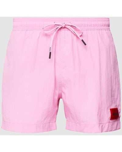 HUGO Badehose mit Label-Patch Modell 'Dominica' - Pink