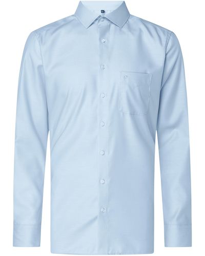 Olymp Zakelijk Regular Fit Overhemd Van Twill - Blauw