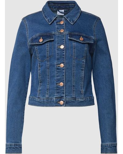 Vero Moda Cropped Jeansjacke mit Umlegekragen Modell 'LUNA' - Blau