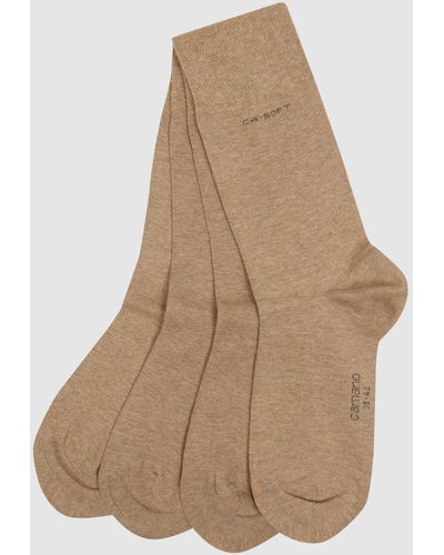 Camano Socken im unifarbenen Design im 4er-Pack - Natur