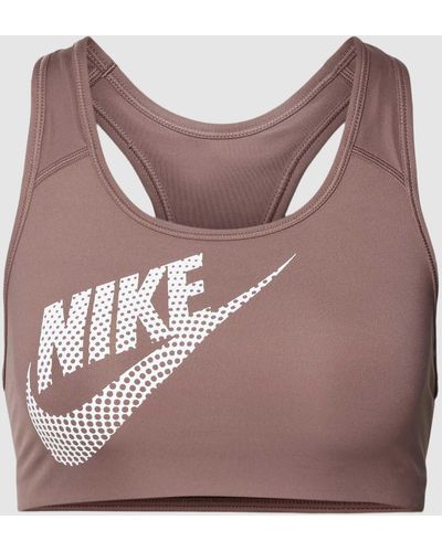 Nike Sport-BH mit Label-Print - Braun